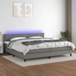 ΚΡΕΒΑΤΙ BOXSPRING ΜΕ ΣΤΡΩΜΑ & LED ΣΚ.ΓΚΡΙ 200X200ΕΚ. ΥΦΑΣΜΑΤΙΝΟ 3133342