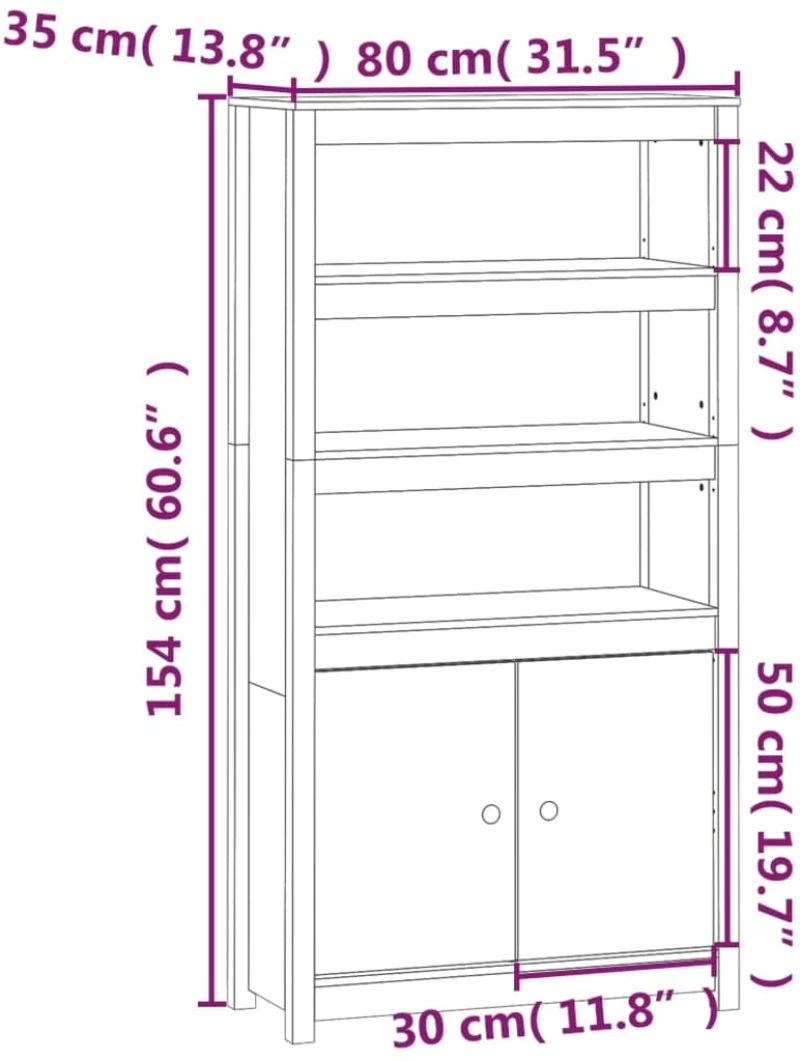 ΝΤΟΥΛΑΠΙ ΜΑΥΡΟ 80X35X154 ΕΚ. ΑΠΟ ΜΑΣΙΦ ΞΥΛΟ ΠΕΥΚΟΥ 823523