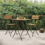 ΤΡΑΠΕΖΑΡΙΑ BISTRO ΠΤΥΣΣΟΜΕΝΗ ΣΕΤ 3 ΤΕΜ ΜΑΣΙΦ ΞΥΛΟ TEAK & ΑΤΣΑΛΙ 319977
