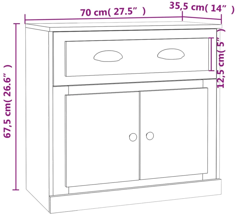 ΜΠΟΥΦΕΣ ΓΚΡΙ SONOMA 70X35,5X67,5 ΕΚ. ΑΠΟ ΕΠΕΞΕΡΓΑΣΜΕΝΟ ΞΥΛΟ 816430