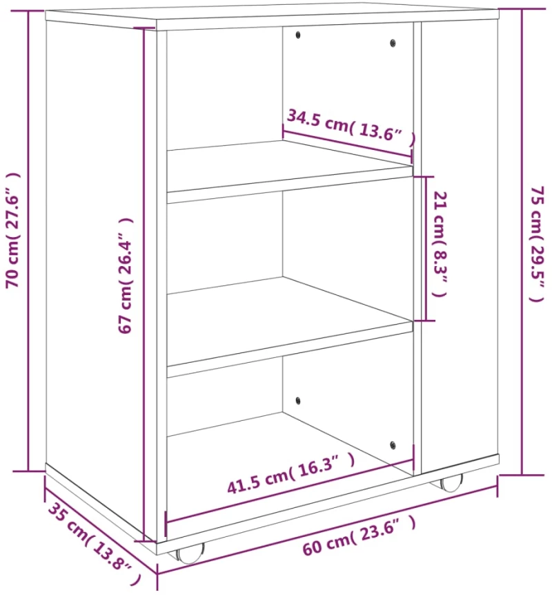 ΝΤΟΥΛΑΠΙ ΜΕ ΡΟΔΑΚΙΑ ΚΑΠΝΙΣΤΗ ΔΡΥΣ 60 X 35 X 75 ΕΚ. ΕΠΕΞ. ΞΥΛΟ 815966