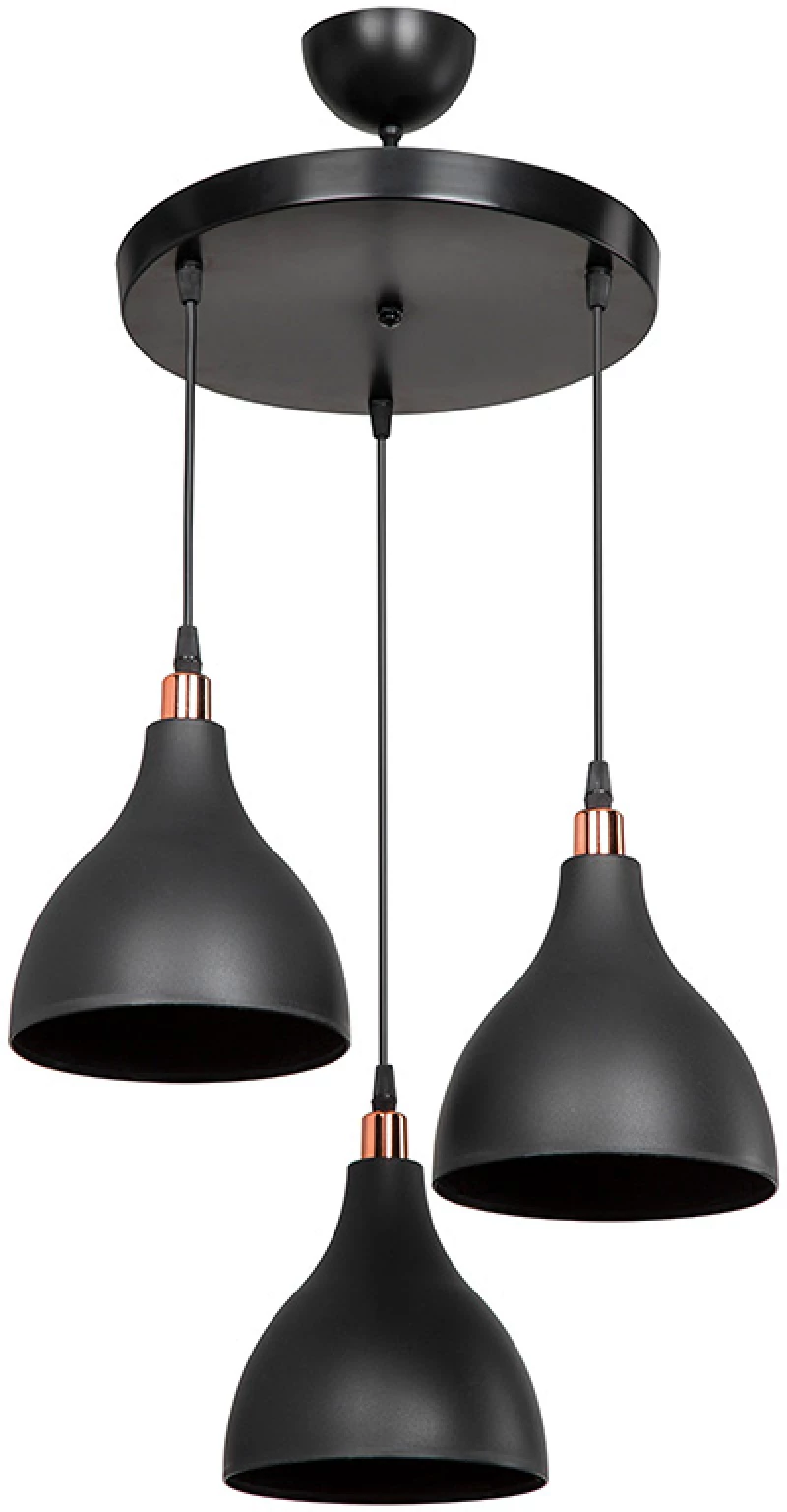 Φωτιστικό οροφής τρίφωτο Lofty pakoworld Ε27 μαύρο Φ40x80εκ
