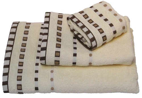 Πετσέτα ΚΟΜΒΟΣ Πεννιέ 450γρ/μ2 Πουά Ζακάρ Κρεμ Χειρός 30x50