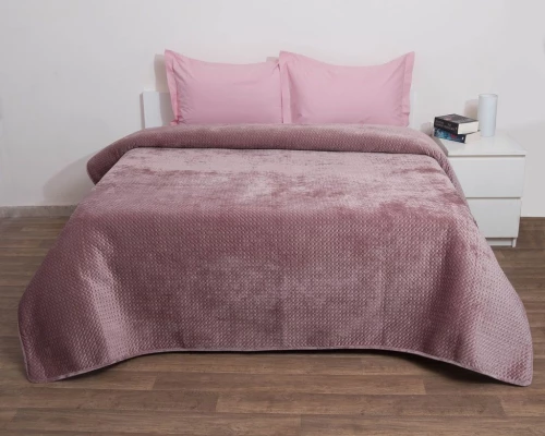 Κουβερτώριο Velvet Ημίδιπλο 160x220 Verona Blush Pink