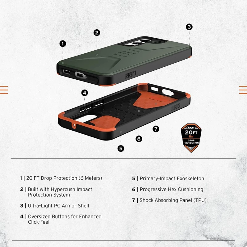 Θήκη UAG Civilian για SAMSUNG GALAXY S22+ PLUS - ΠΡΑΣΙΝΟ OLIVE - 21343D117272