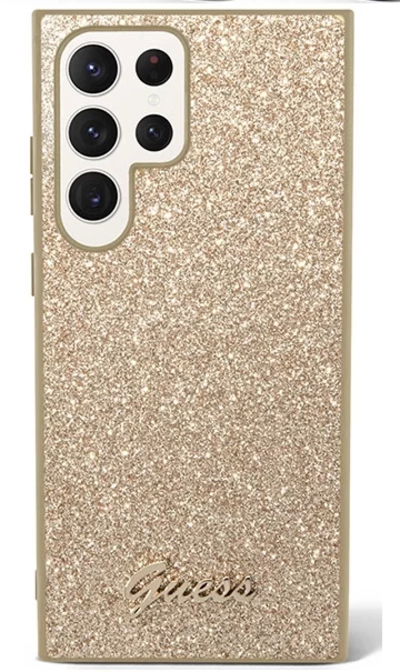 Θήκη Guess Hardcase Glitter Script για Samsung Galaxy S23 Ultra - ΧΡΥΣΟ - GUHCS23LHGGSHD