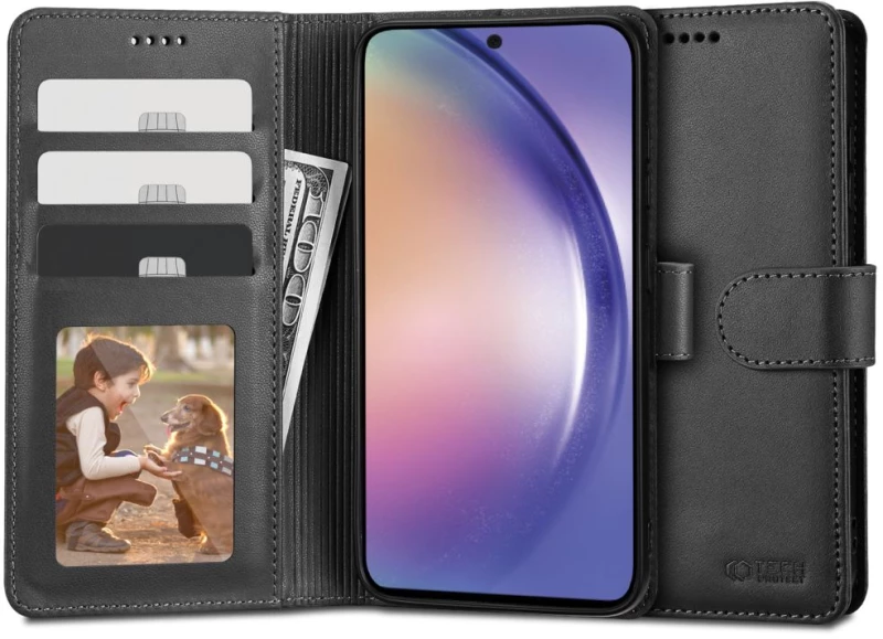 Θήκη TECH PROTECT δερμάτινο WALLET FOLIO Μαγνητικό για SAMSUNG GALAXY A54 5G 2023 - ΜΑΥΡΟ