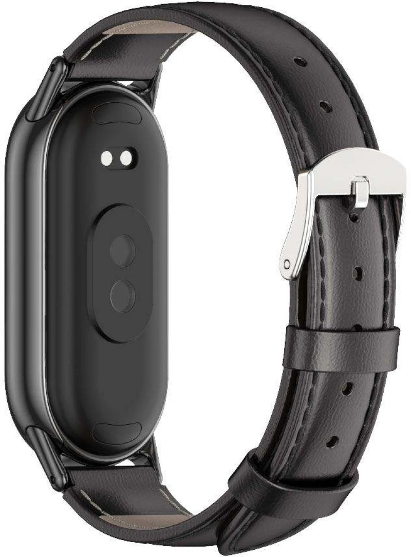 Tech Protect SMOOTH LEATHERFIT PRO λουράκι για XIAOMI MI BAND 8 / 8 NFC smartwatch - ΜΑΥΡΟ