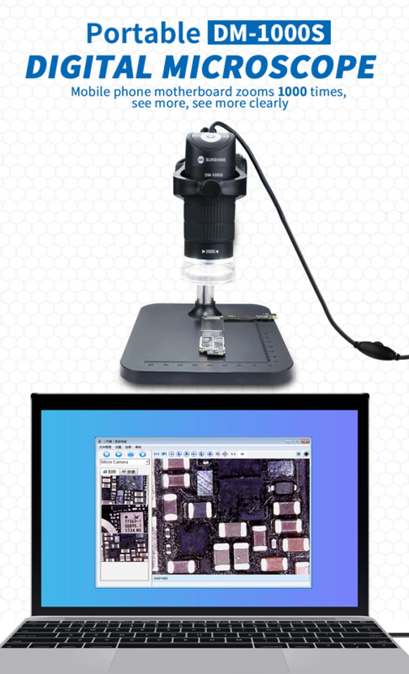 SUNSHINE ψηφιακό μικροσκόπιο DM-1000S  50x-1000x  USB  LED