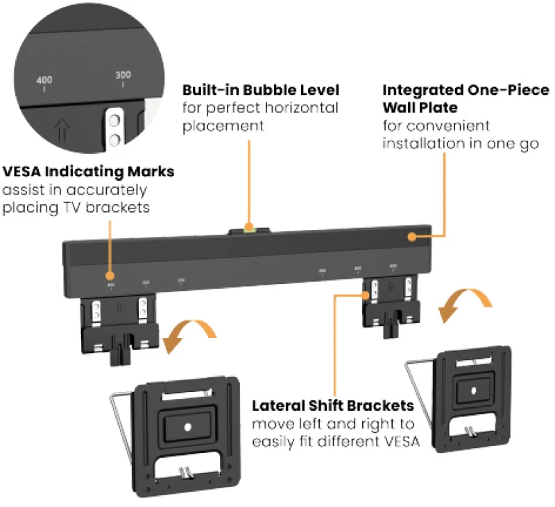 BRATECK επιτοίχια βάση LED-1944 για οθόνη 32"-65"  75kg