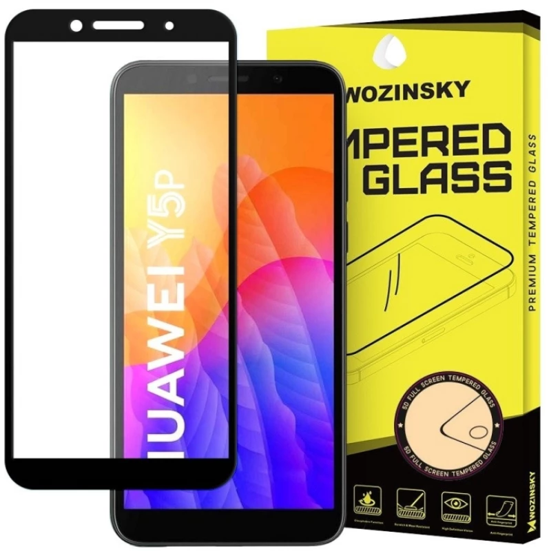 Wozinsky Full Cover Tempered Glass 9H Full Glue with Frame Case Friendly Huawei Y5p - Black