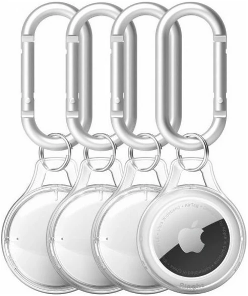 Rinkge Airtag Slim Case Set 4x with Carabiner - Transparent