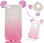 Apple iPhone X Edition (2017) 5.8-inch - Luxury 3D Mickey & Minnie Ears Glitter Protective TPU Case Silver Rose (oem)