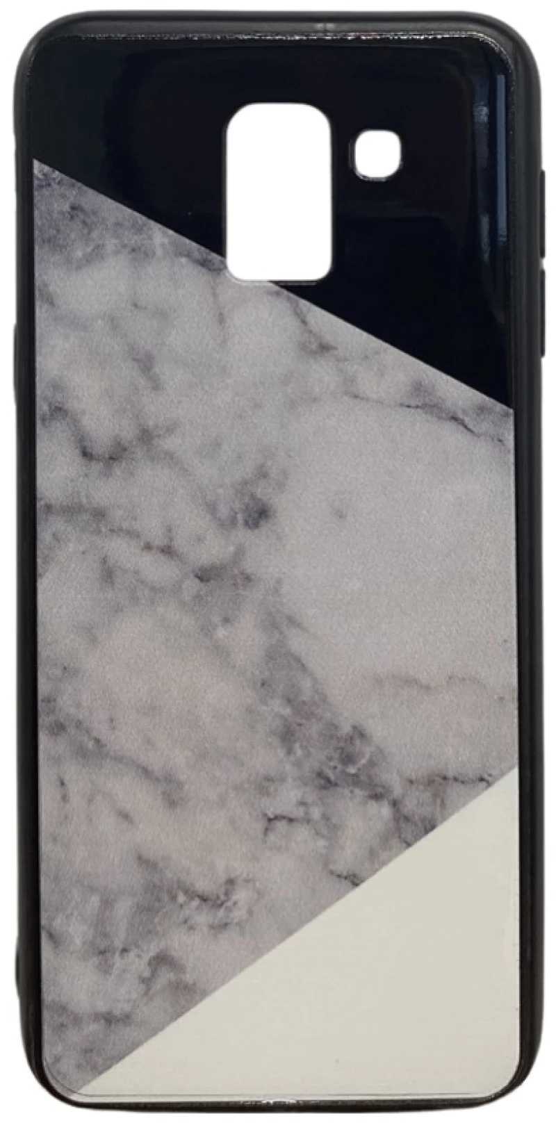 Samsung Galaxy J6 2018 Case Θήκη Σιλικόνης με σχέδιο σχήματα (Μαύρο-Λευκό-Marble) oem