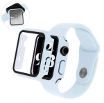 2 in 1 Silicone Strap Watch Band & Protective Case Cover With Tempered Glass Size 40/44- Light Blue (oem)