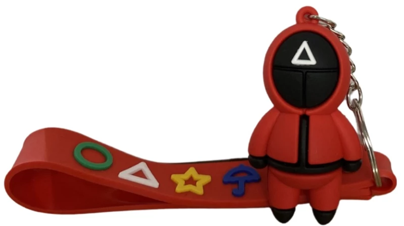 Μπρελόκ κλειδιών Squid Game σιλικόνης 3D με λουράκι Τρίγωνο (oem)