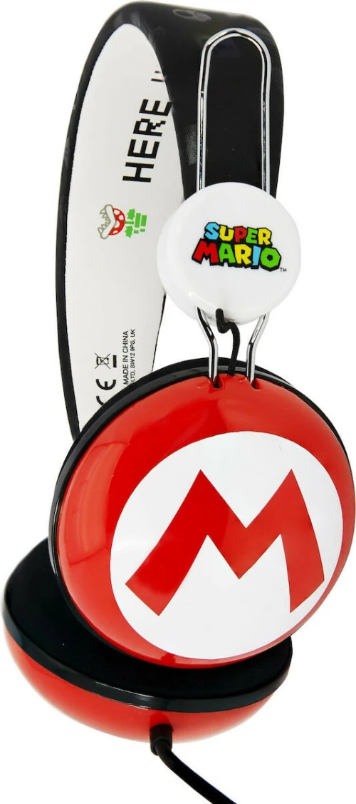 OTL Tween Super Mario Icon Ενσύρματα On Ear Παιδικά Ακουστικά Κόκκινα / Λευκά (5055371621878)