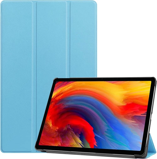Lenovo Tab M10 Plus 10.6 Inch 2022 (3rd Gen)(Model:TB125FU) - Tri-fold Cover Δερματίνης Γαλαζιο με πίσω κάλυμμα σιλικόνης Διάφανο (oem) (Len-35287)