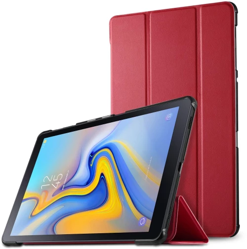 Samsung Galaxy Tab A 10.5 Case (2018 released SM-T590 / T595) - Slim Thin Leather Case Book cover με πίσω κάλυμμα σιλικόνης Διάφανο – Red (oem)