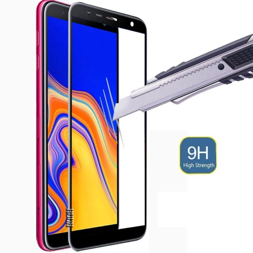 Samsung Galaxy J4 Plus 2018 Screen Protector ( 6 inch) [Full Coverage] Full Tempered Glass 5D Curved 9H Black (Με πλήρη εφαρμογή σε όλα τα σημεία και όχι μόνο στις άκρες.)