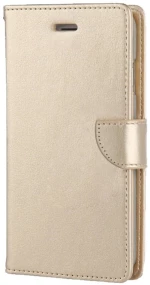 Huawei Honor Play - Δερμάτινη Αναδιπλούμενη Book Case με Ενσωματωμένη Θήκη Σιλικόνης – Gold