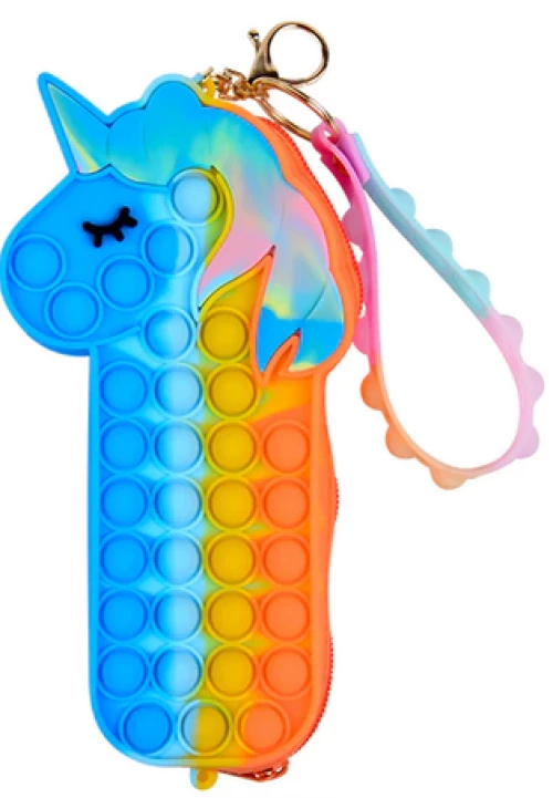 Παιδικό Τσαντάκι /Κλειδοθήκη Push bubble fidget Unicorn Pop Bag Rainbow (JSC8684-2) 19*10cm