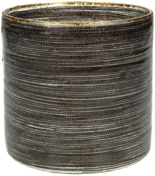 Κηροπήγιο Κορδόνι Καφέ Γυαλί 10x10x11cm