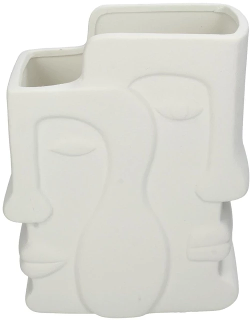 Βάζο Πρόσωπο Λευκό Κεραμικό 17.5x9.3x20.8cm