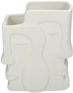 Βάζο Πρόσωπο Λευκό Κεραμικό 17.5x9.3x20.8cm