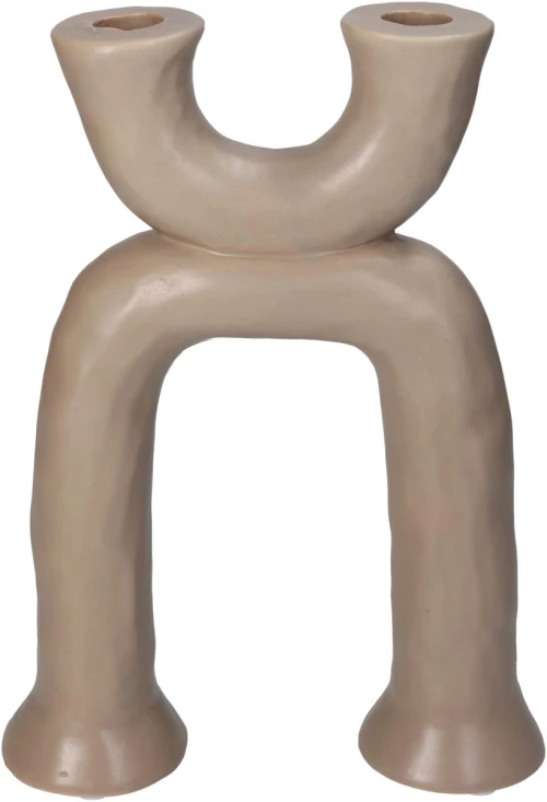 Κηροπήγιο Μπεζ Κεραμικό 19.5x6.5x27cm