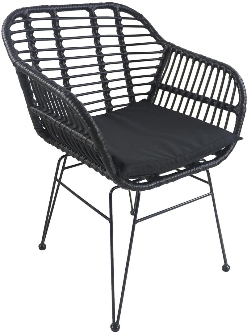 Καρέκλα Κήπου ACTORIUS Μαύρο Μέταλλο/Rattan 57x53x81cm