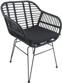 Καρέκλα Κήπου ACTORIUS Μαύρο Μέταλλο/Rattan 57x53x81cm