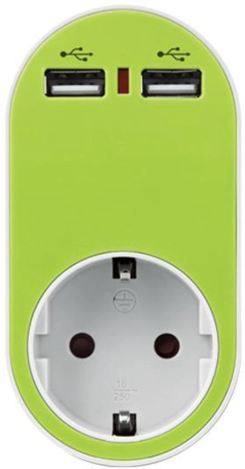 ΑΝΤΑΠΤΟΡΑΣ ΣΟΥΚΟ ΜΕ 2 USB ΠΡΑΣΙΝΟ ΜΕ ΠΡΟΣΤΑΣΙΑ ΕΠΑΦΩΝ 147-09012