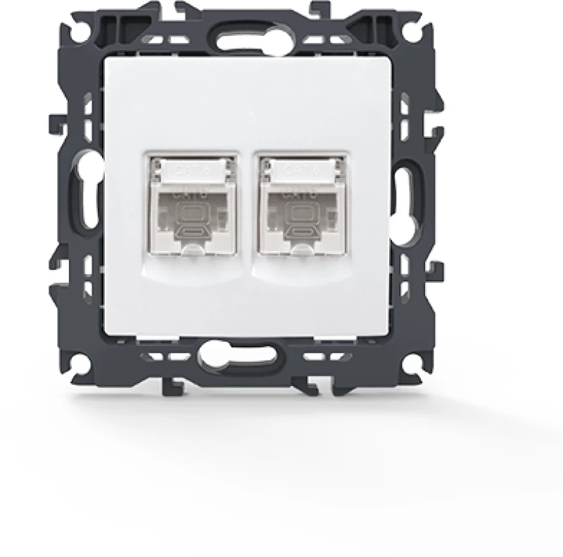 PRIME ΠΡΙΖΑ ΔΙΚΤΥΟΥ 2xRJ45 CAT6 UTP IP20 ΛΕΥΚΗ ACA 1000113301