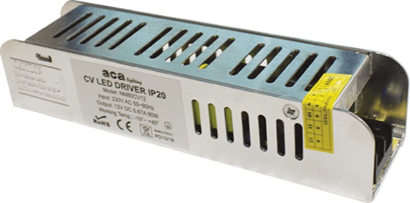 METAL CV LED DRIVER 80W 230V AC-12V DC 6.67A IP20 WITH TERMINAL ACA NM80CV12