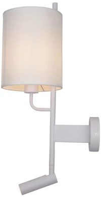 InLight Επιτοίχιο φωτιστικό LED 3W 3000K και 1ΧΕ27 σε λευκή απόχρωση με υφασμάτινο καπέλο 43028-WH