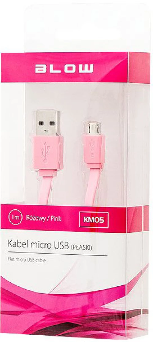 BLOW Καλώδιο USB A σε microUSB B 1m Ροζ DM-66-065