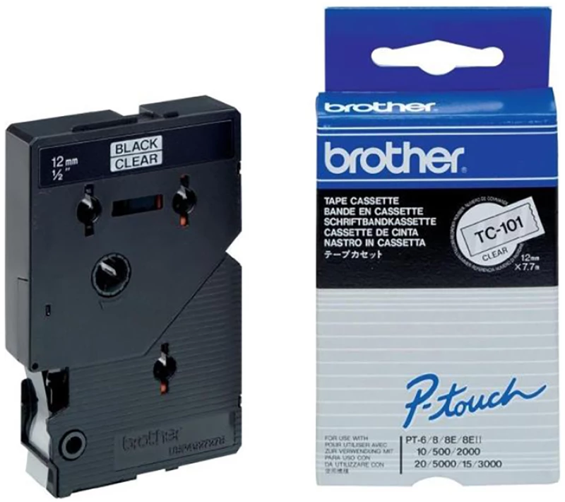 Brother P-touch Laminated Black on Transparent 7,7m x 12mm (TC101) (BROTC101)