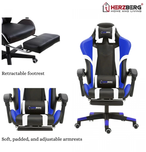 Herzberg Gaming Chair Blue (8083BLUE) (HEZ8083BLUE)