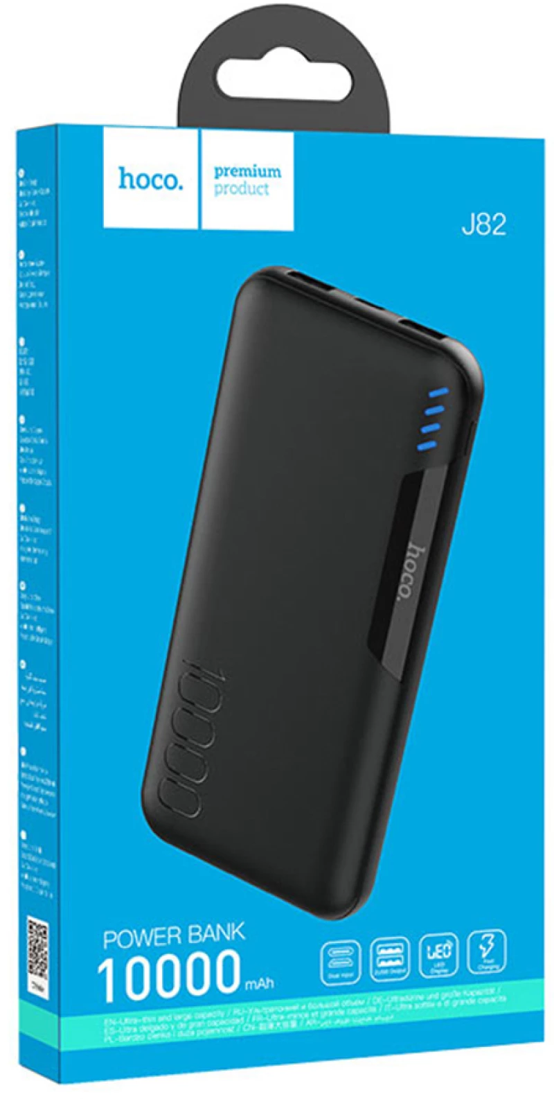Hoco Baterie Externa 10000mAh, 2x USB, Micro-USB, tip C, LED - Hoco Easylink (J82) - Black 6931474750259