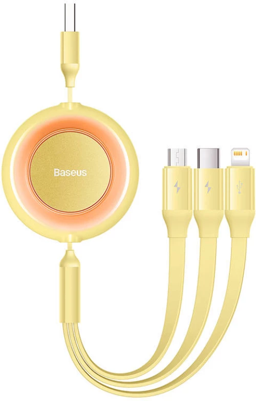 Baseus Baseus Bright Mirror 2, USB 3-in-1 cable for micro USB / USB-C / Lightning 3.5A 1.1m (Yellow) 035048