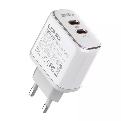 LDNIO MFi wall charger LDNIO A2528M, 2xUSB-C, USB-C to Lightning 35W 040088