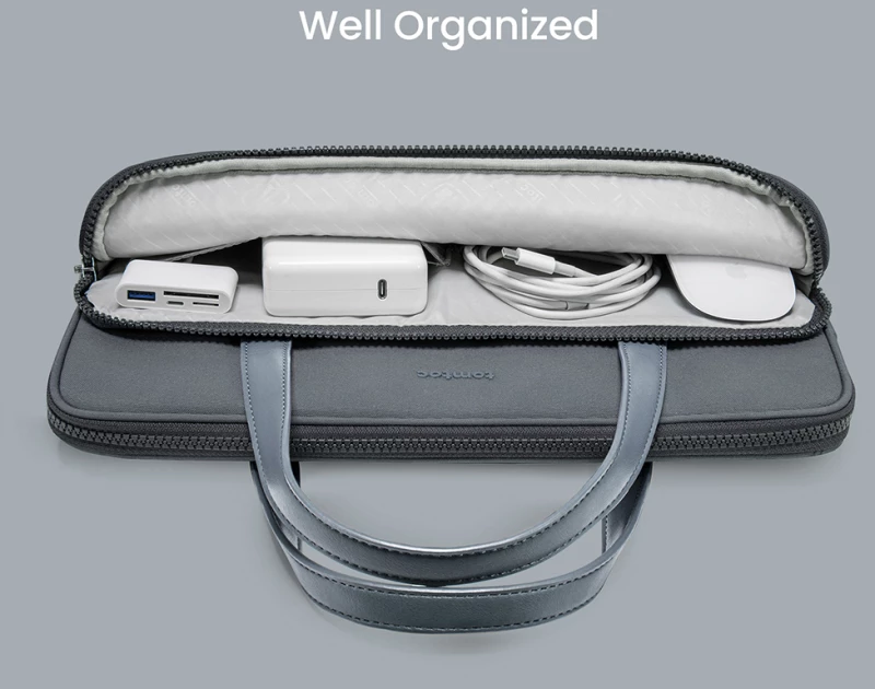 Tomtoc Tomtoc - Laptop Handbag (A11D3G1) - with 4 Compartment and Corner Armor, 14″ - Gray 6971937063977