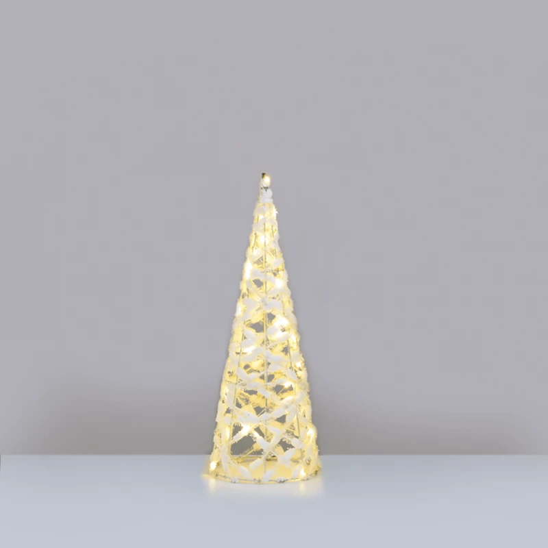 "WHITE COTTON THREAD CONE TREE" 30 MINI WW LED ΛΑΜΠ. ΜΠΑΤ. 3ΧΑΑ,IP20 Φ18.5X50CM ACA X11301119