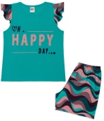 Πυζάμα κοριτσιών Minerva Happy-Waves 62109-628 Τυρκουάζ 5201487212145