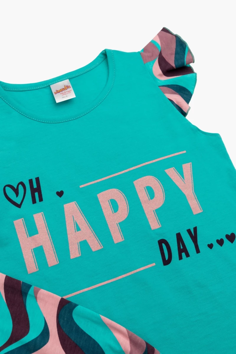 Πυζάμα κοριτσιών Minerva Happy-Waves 62109-628 Τυρκουάζ 5201487212145