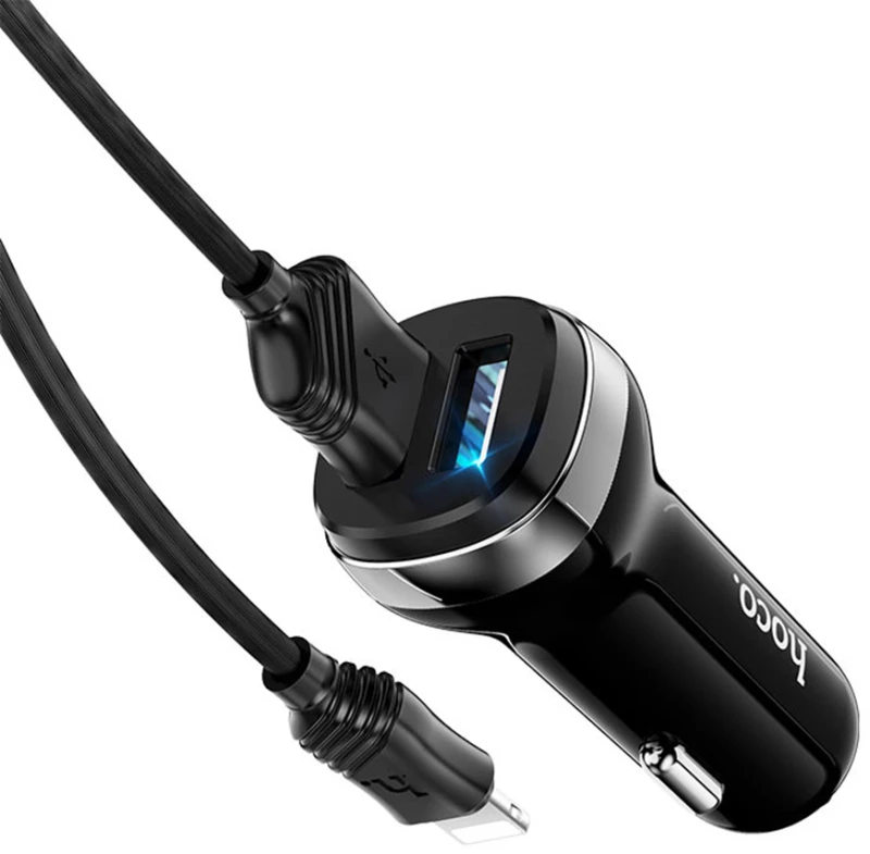 Hoco Incarcator Auto 2xUSB, 12W, 2.4A + Cablu Lightning 1m - Hoco Superior (Z40) - Black 6931474739674