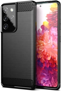 Techsuit Husa pentru Samsung Galaxy S21 Ultra 5G - Techsuit Carbon Silicone - Black 5949419055261