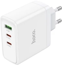 Φορτιστής Ταξιδίου Hoco N30 Glory Fast Charging PD65W QC3.0 2xUSB-C και 1xUSB 5V/3A Λευκός GaN Tech