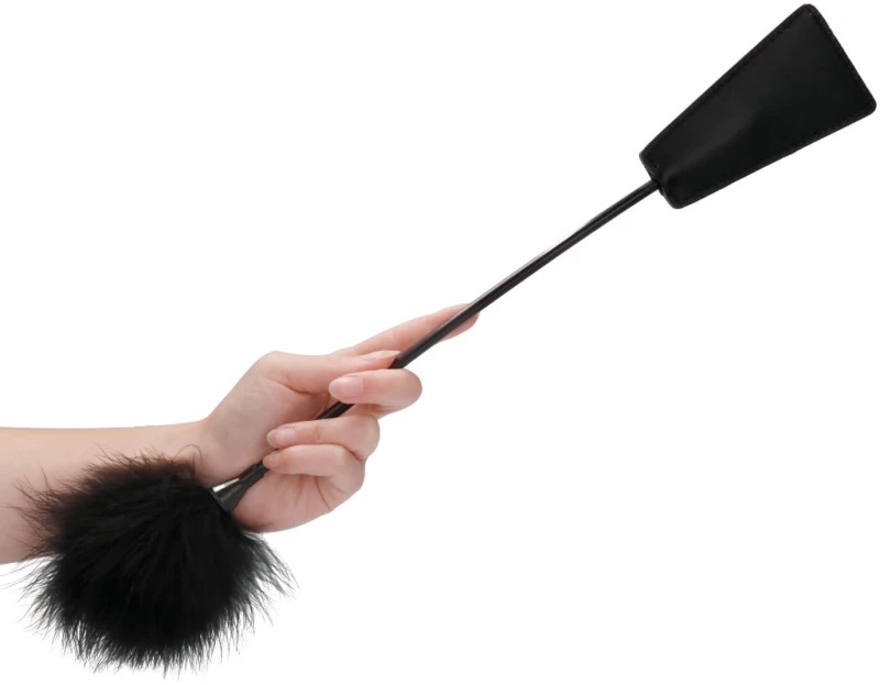 Ouch! Crop With Feather - Black